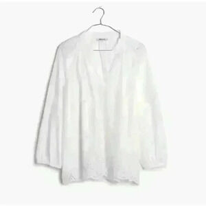 Women's Madewell Eyelet Popover White Top Size XXS